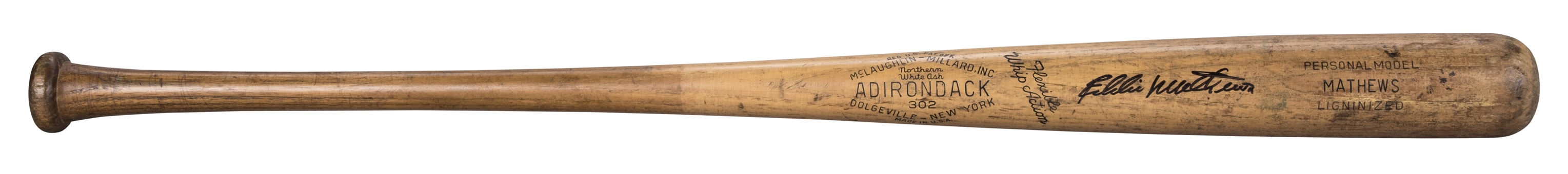 1951-1957 Eddie Mathews Game Used & Signed Adirondack 113A Model Bat (PSA/DNA GU 8 & JSA)